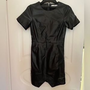 Mango MNG Casual Black Leather Mini Dress, 2